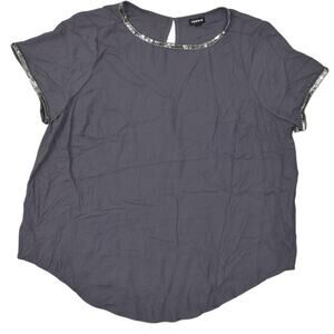 Torrid Gray Plus Size 1 Polyester Blouse Crew Neck Solid Short Sleeve